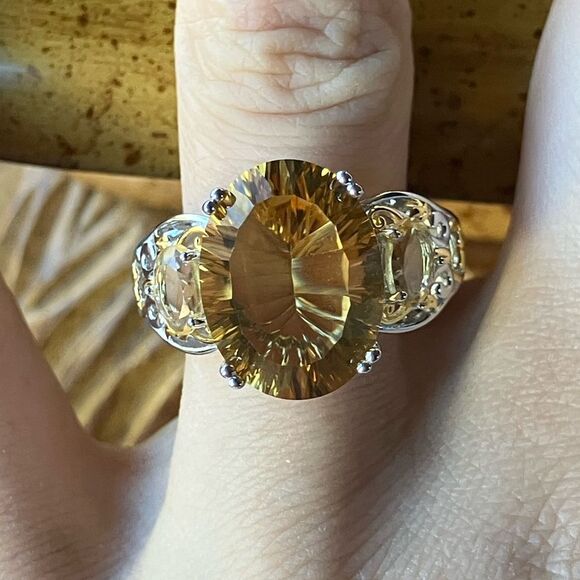 Jewelry - Natural Brazilian Citrine Sterling Silver Cocktail Ring Size 7